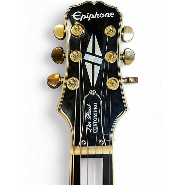 Used 2012 Epiphone Les Paul Custom Pro Black Solid Body Electric Guitar