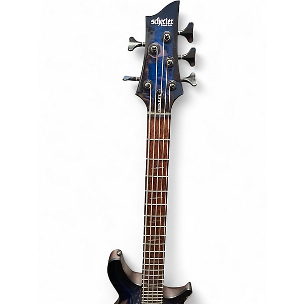 Used 2020s Schecter Guitar Research Omen Elite 5 String Blue Burst Electric Bass Guitar