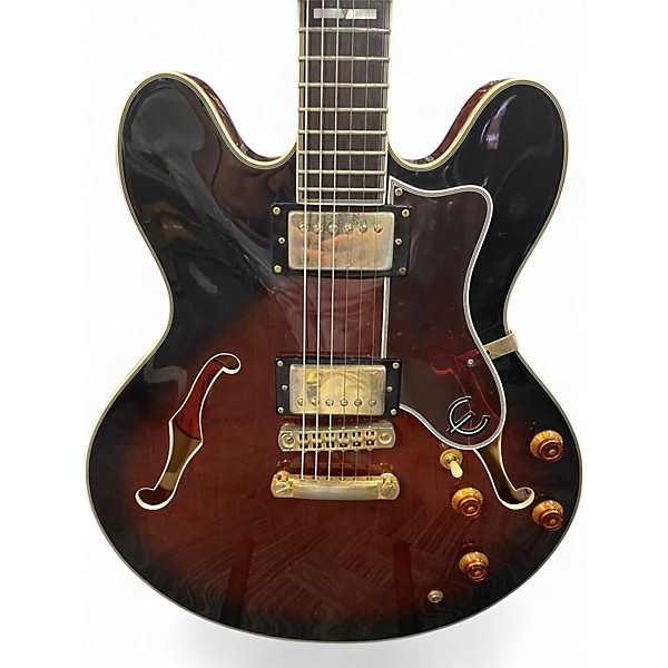 Used 1999 Epiphone Sheraton Vintage Sunburst Hollow Body Electric Guitar