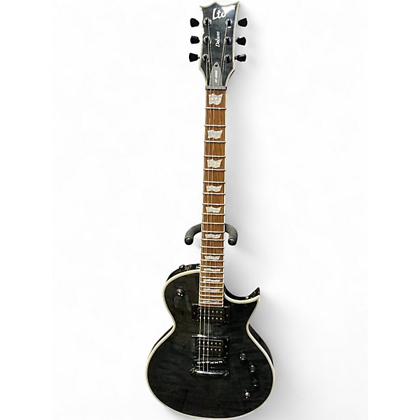 Used ESP LTD EC1000 Deluxe Trans Black Solid Body Electric Guitar