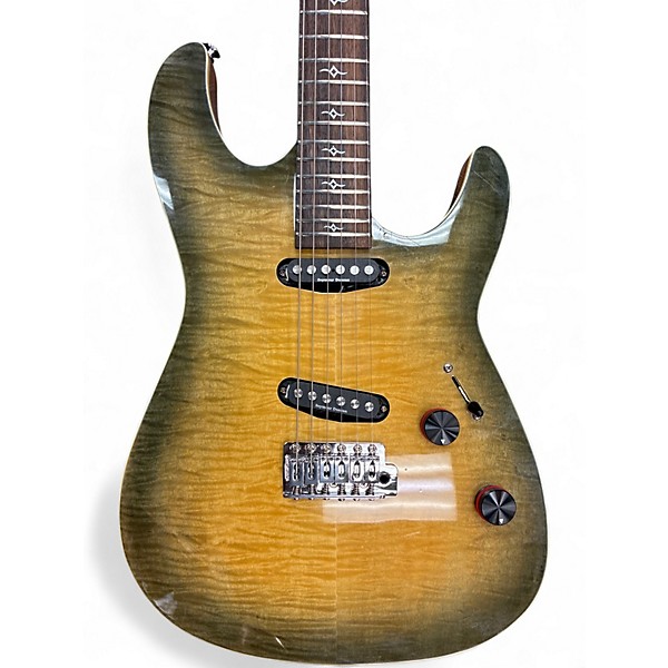 Used Sawtooth Natural Series Flamed Maple Trans Moss Burst Solid Body Electric Guitar