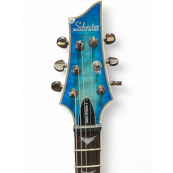 Used Schecter Guitar Research Omen Extreme 6 Blue Sunburst Solid Body Electric Guitar