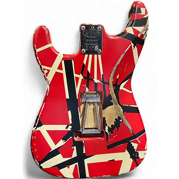 Used 2024 EVH Striped Series Frankie Red with Black and White Stripes RELIC Solid Body Electric Guitar