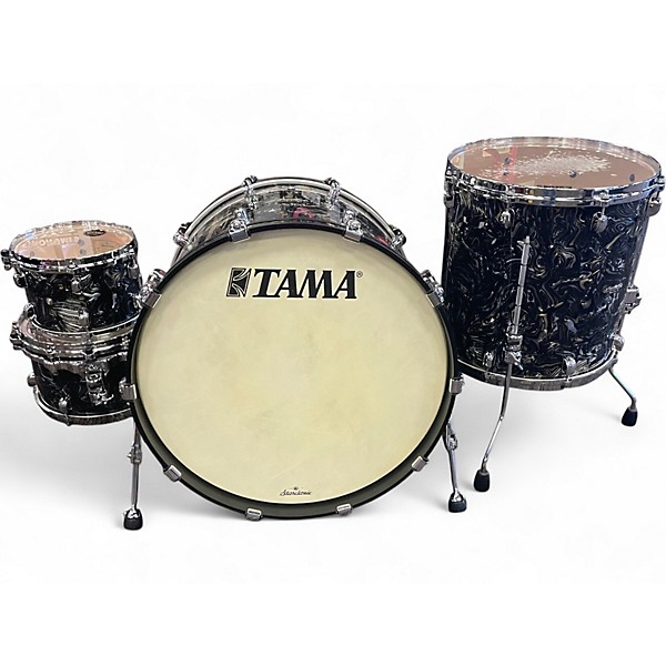 Used TAMA 4 Piece Starclassic Maple Duracover Wrap Charcoal Swirl Drum Kit