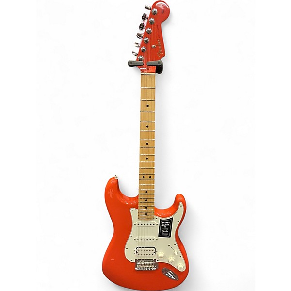 Used Fender Limited Edition Player Stratocaster HSS Fiesta Red with Matching Headstock Solid Body Electric Guitar