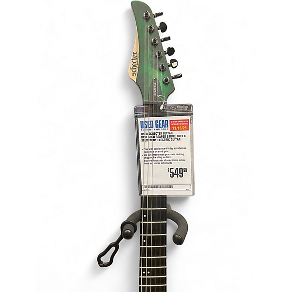 Used Schecter Guitar Research REAPER 6 BURL GREEN Solid Body Electric Guitar