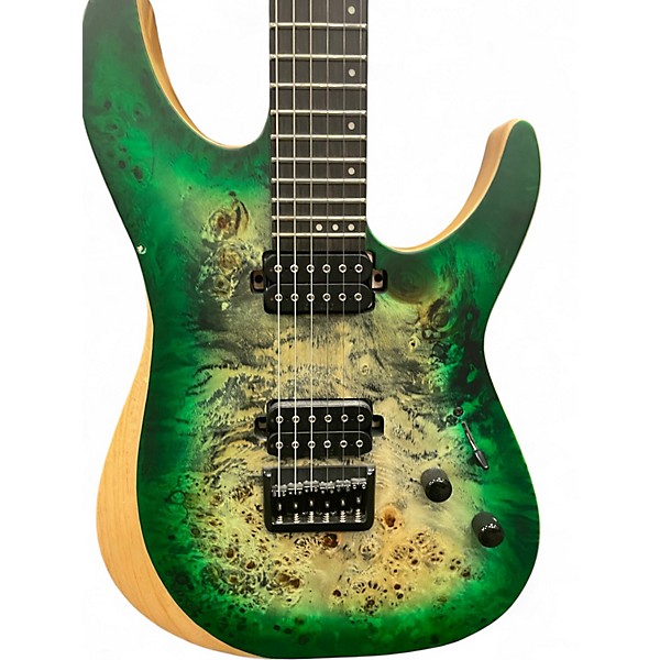Used Schecter Guitar Research REAPER 6 BURL GREEN Solid Body Electric Guitar