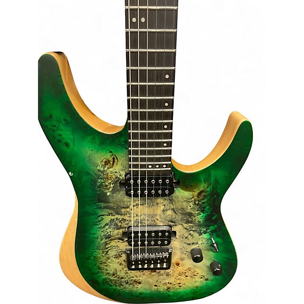 Used Schecter Guitar Research REAPER 6 BURL GREEN Solid Body Electric Guitar