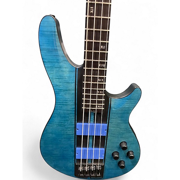 Used Schecter Guitar Research C4 GT Transparent Blue Electric Bass Guitar