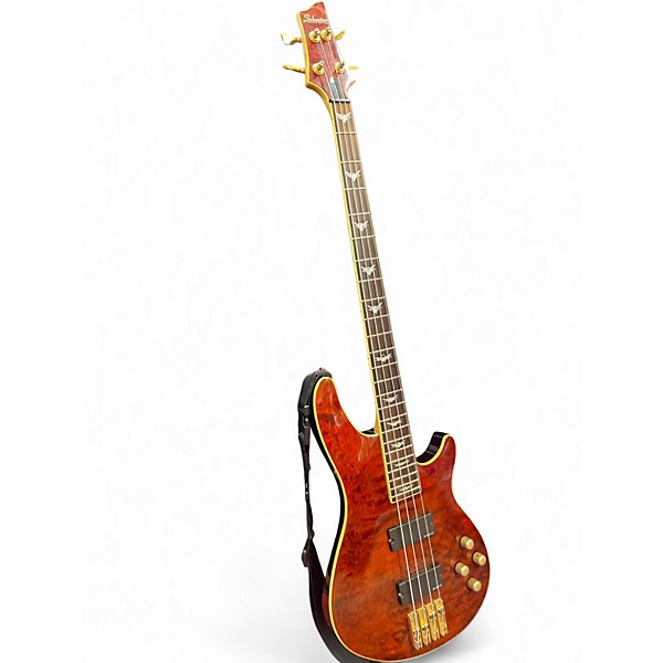 Used Schecter Guitar Research C4 4 String Red Finish Electric Bass Guitar