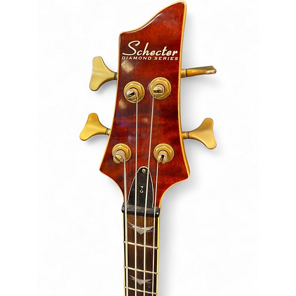 Used Schecter Guitar Research C4 4 String Red Finish Electric Bass Guitar