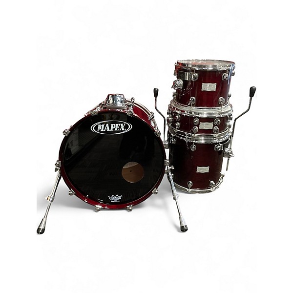 Used Mapex 4 Piece SATURN III DRUM KIT W/ BAGS AND HARDWARE WINE RED Drum Kit