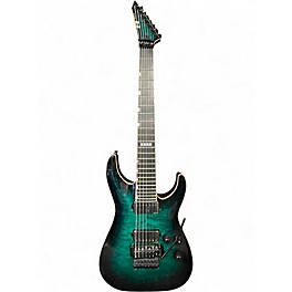 Used ESP E-II Horizon FR-7 7-String with Floyd Rose Black Turquoise Burst Solid Body Electric Guitar