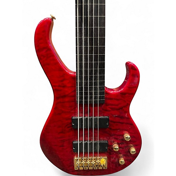 Used Brice 6 string fretless bass satin burgundy Electric Bass Guitar