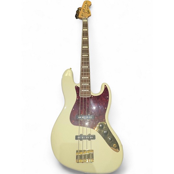 Used Squier 40th Anniversary Jazz Bass Gold Edition Olympic White Electric Bass Guitar