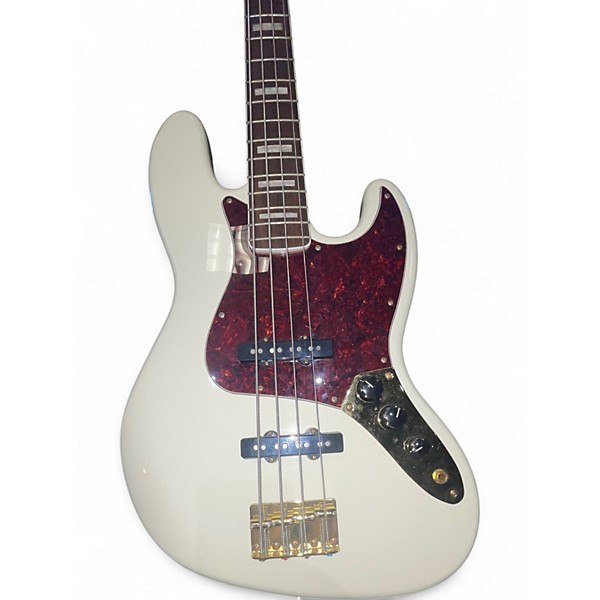 Used Squier 40th Anniversary Jazz Bass Gold Edition Olympic White Electric Bass Guitar