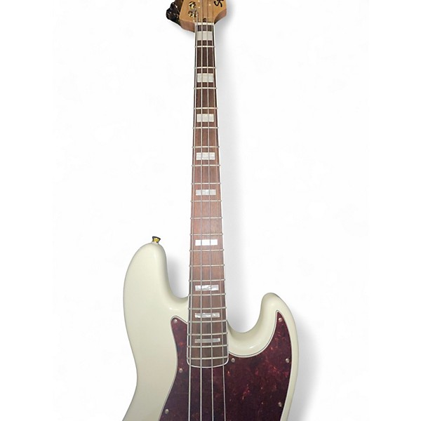 Used Squier 40th Anniversary Jazz Bass Gold Edition Olympic White Electric Bass Guitar