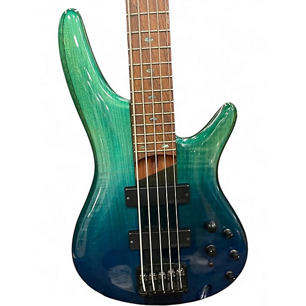 Used Ibanez SR875 Ocean Turquoise Electric Bass Guitar