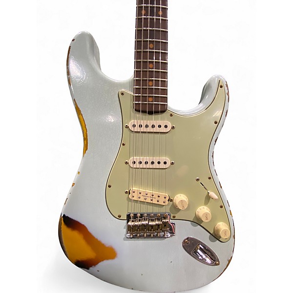 Used Fender Custom shop 61 stratocaster heavy relic super faded aged sonic blue over  3 color sunburst Solid Body Electric...