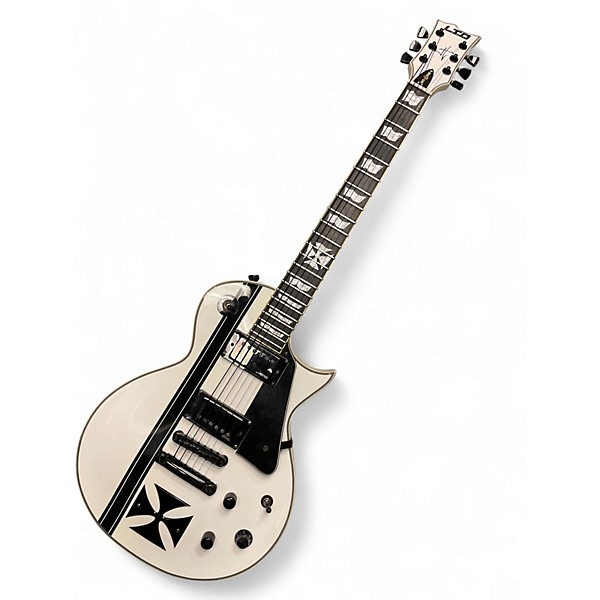 Used ESP LTD James Hetfield Signature Iron Cross White Solid Body Electric Guitar