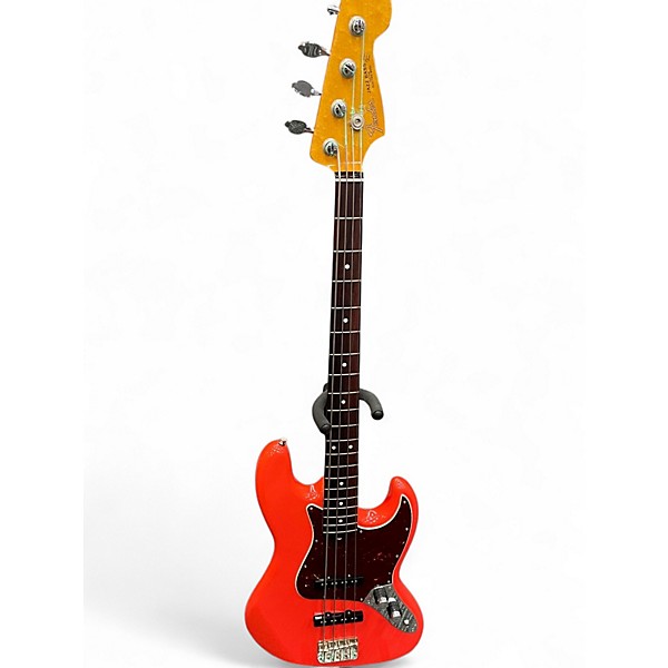 Used 1990s Fender MIJ 62 REISSUE JAZZ BASS STACK KNOB FIESTA RED Electric Bass Guitar