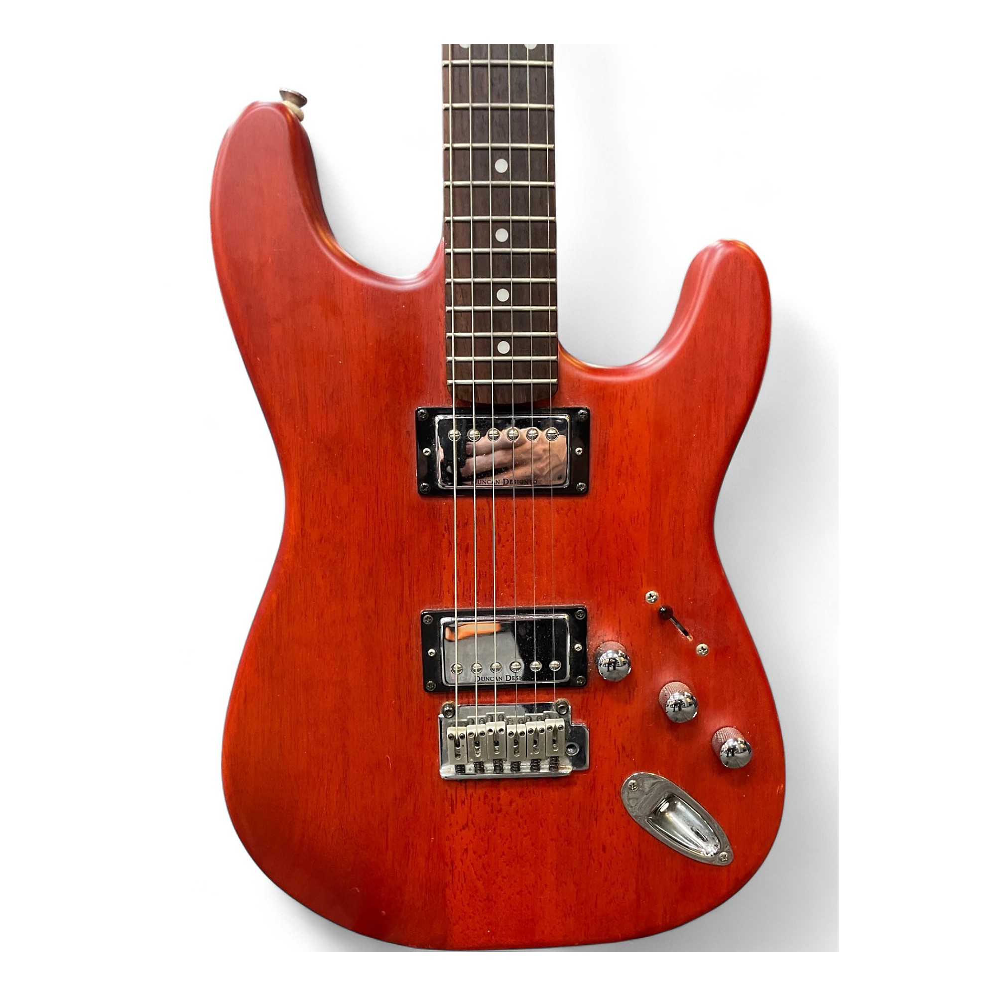 Used Squier Deluxe Fat Stratocaster Satin Trans Red Solid Body