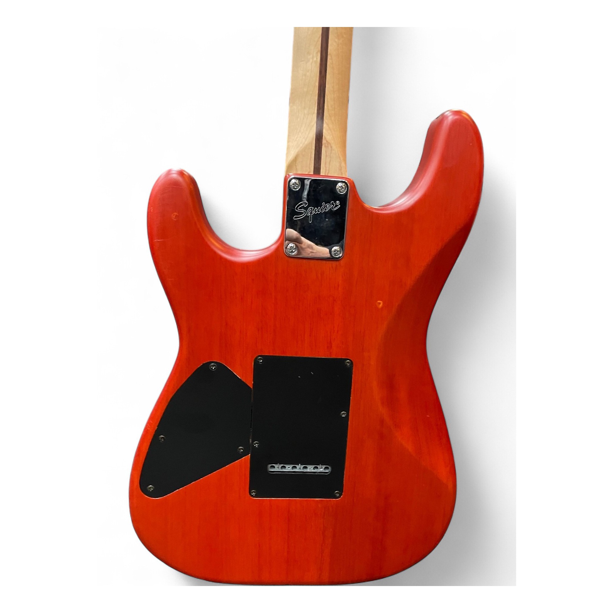 Used Squier Deluxe Fat Stratocaster Satin Trans Red Solid Body