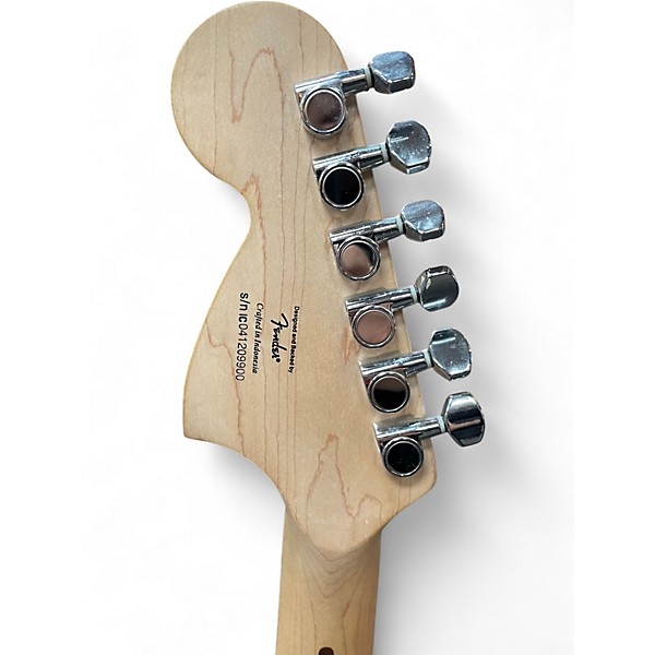 Used Squier Deluxe Fat Stratocaster Satin Trans Red Solid Body Electric Guitar