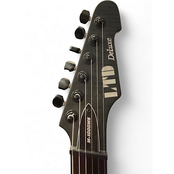 Used ESP LTD M1000-MS Trans Black Flame Solid Body Electric Guitar