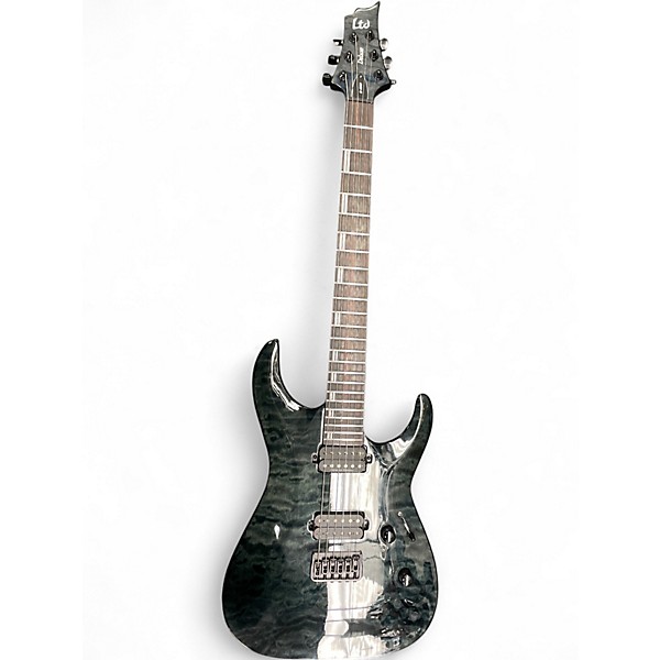 Used ESP LTD H1001FM Deluxe Trans Black Solid Body Electric Guitar