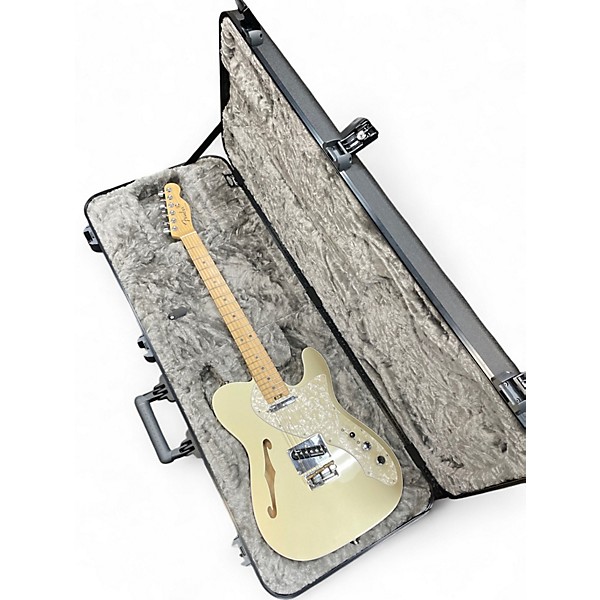 Used 2017 Fender American Elite Thinline Telecaster Silver Hollow Body Electric Guitar