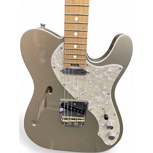 Used 2017 Fender American Elite Thinline Telecaster Silver Hollow Body Electric Guitar
