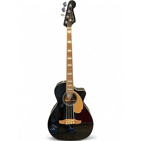 Used Fender Kingman Acoustic Electric Bass Black Acoustic Bass Guitar