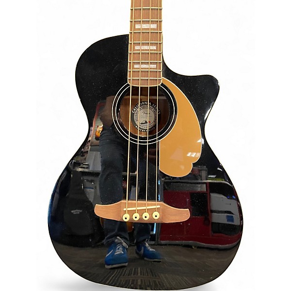 Used Fender Kingman Acoustic Electric Bass Black Acoustic Bass Guitar