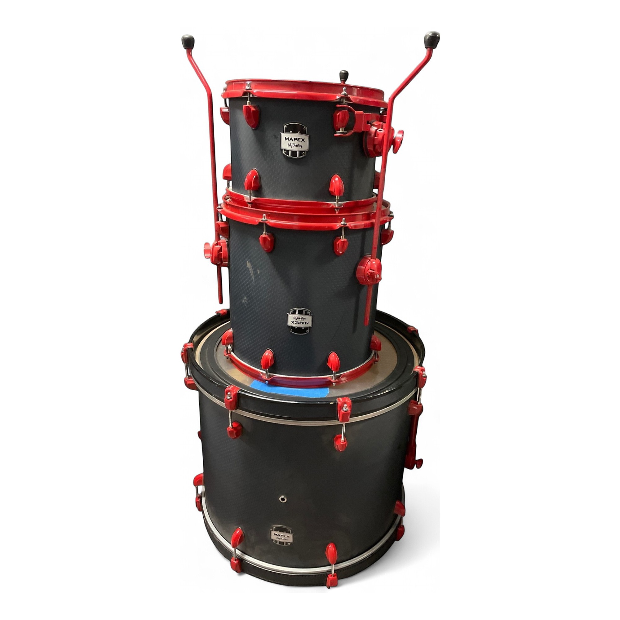 Used Mapex 3 Piece Mydentity Carbon Fiber With Red Hardware Drum