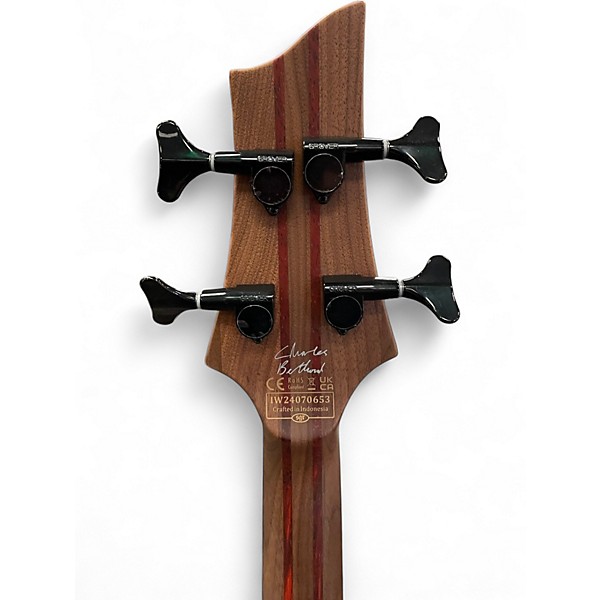 Used Schecter Guitar Research Charles Berthoud CB-4 Left-Handed Electric Bass  SEE THRU BLACK Electric Bass Guitar