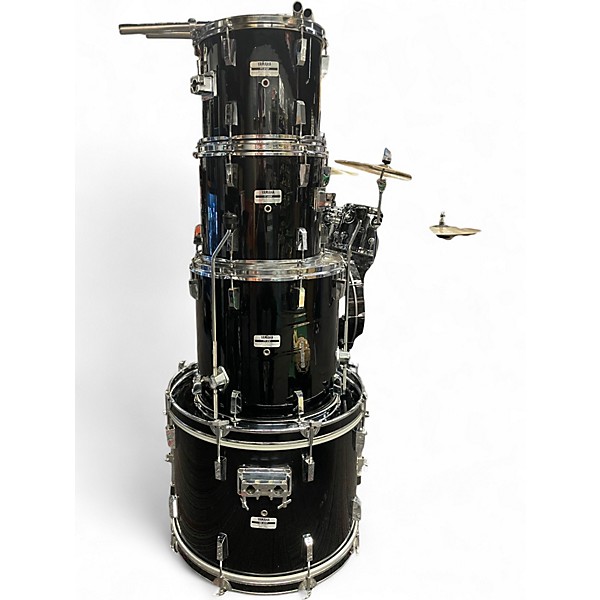 Used Yamaha 4 Piece Power Road Drum Set Black Drum Kit