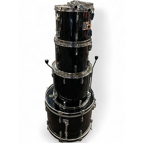 Used Yamaha 4 Piece Power Road Drum Set Black Drum Kit