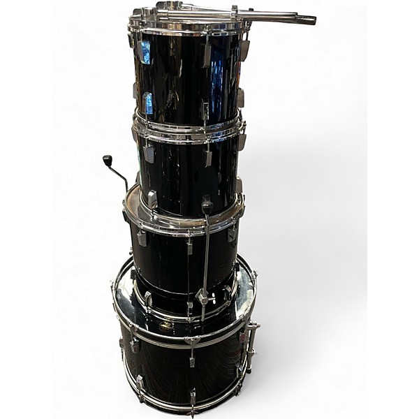 Used Yamaha 4 Piece Power Road Drum Set Black Drum Kit