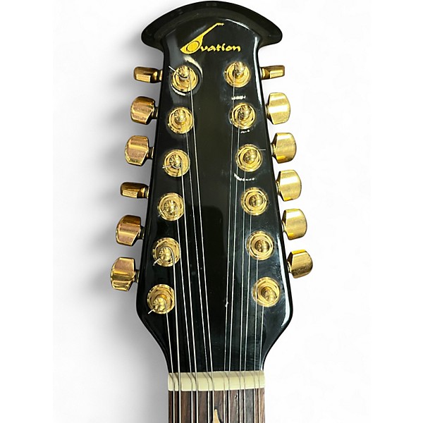 Vintage 1992 Ovation 1858 Elite Black 12 String Acoustic Electric Guitar