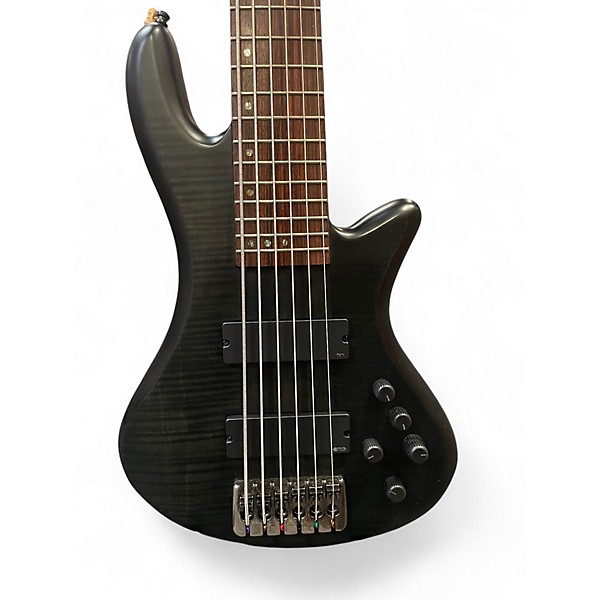 Used Schecter Guitar Research Stiletto Studio 6 String Trans Black Electric Bass Guitar