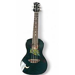 Used Luna  Owl Quilt Top Concert transparent Green Ukulele