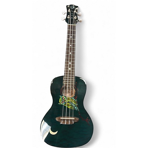 Used Luna Owl Quilt Top Concert transparent Green Ukulele