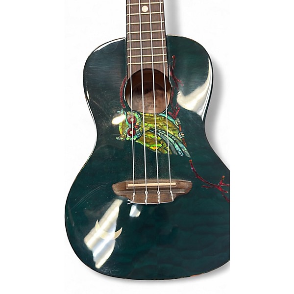 Used Luna Owl Quilt Top Concert transparent Green Ukulele