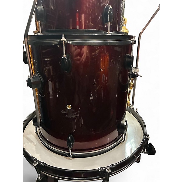 Used Gammon Percussion 4 Piece SHELL PACK Wine Red Drum Kit