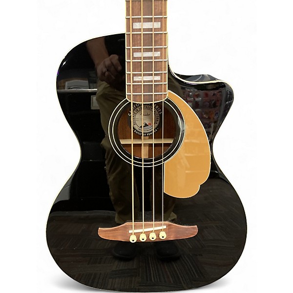 Used Fender Kingman Acoustic Electric Bass Black Acoustic Bass Guitar