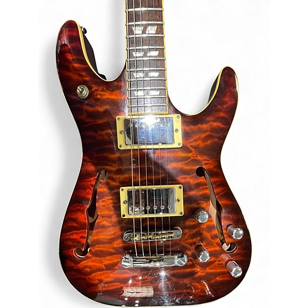 Used Schecter Guitar Research C1 E/A 2 Tone Sunburst Hollow Body Electric Guitar