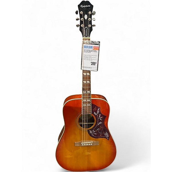 Used Epiphone Hummingbird Pro 2 Tone Sunburst Acoustic Electric Guitar