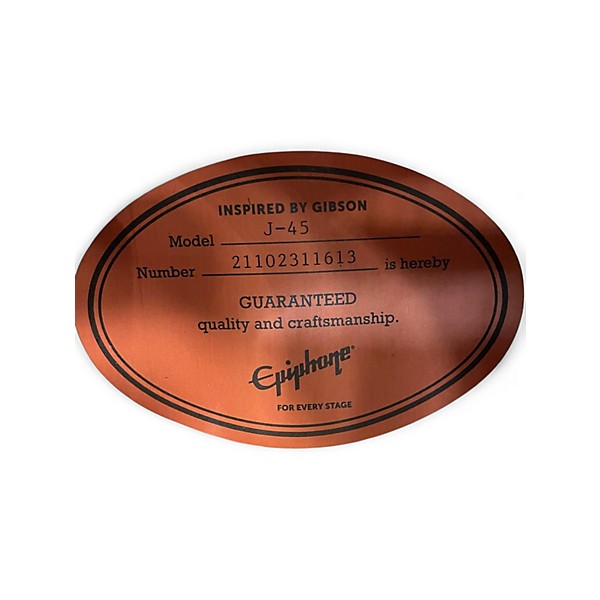 Used Epiphone Inspired By Gibson J-45 Tobacco Sunburst Acoustic Guitar