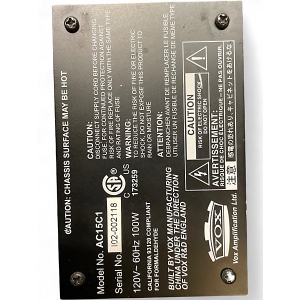 Used VOX AC15C1 15W Tube Guitar Combo Amp